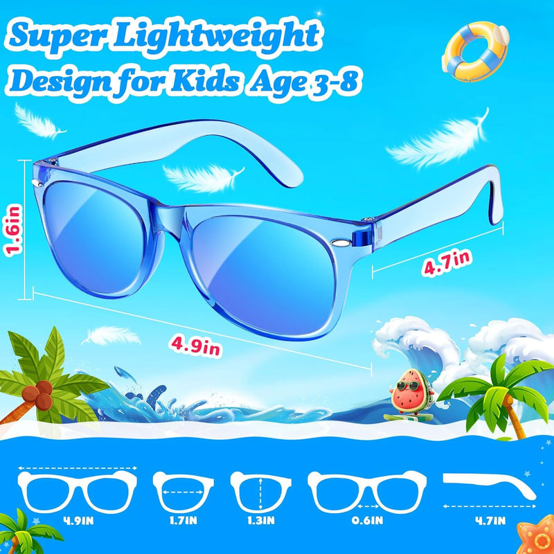16 Pack Kids Sunglasses Bluk Party Favors - Goodie Bags Stuffers for Children Age 3-8,Boy Girl Neon Glasses with UV400 Protection,Birthday Classroom Graduation Gift,Pool Beach Party Supplies - nylytek