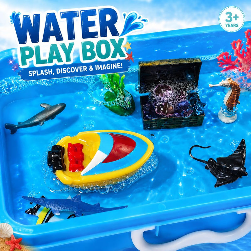 AGENTLAN Ocean Sensory Bin with Sensory Sand, Ocean Toys for Kids | Sand Kit with sea animals, Sea sand box sensory kit, Gift for toddlers ages 3+