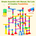 Meland Marble Run - 132Pcs Building Toy for Kids with Glow-in-the-Dark Marbles and STEM Learning, Ages 3-9+
