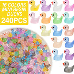 CRTWDMAN 240Pcs Luminous Mini Resin Ducks,Tiny Duck Glow in The Dark,Little Ducks,Small Ducks to Hide,Miniature Figures for Party Favor