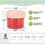 RowinsyDD 5 Pack Baby Food Containers, 4 oz Glass Baby Food Jars with Lids | Baby Food Storage Containers Small Baby Food Jars Glass with Lids Baby Food Containers for Freezer Microwave Safe BPA Free