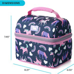 Arctic Zone Kids Lunch Box Combo with Gel Ice Pack and Sandwich Container, 2 Compartment Insulated Bucket for Travel Lunch, Unicorn Princess