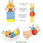Bloobloomax Wrist Rattle Socks and Foot Finder Set for Baby Boys and Girls 0-36 Months