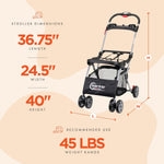 Baby Trend Snap N Go EX Polyester Lightweight Foldable Universal Single Infant Car Seat Carrier with 2 Cup Holder and Covered Compartment, Black