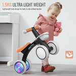 Umatoll Baby Balance Bike, Adjustable Seat, Safety Features, 12-24 Months Toddler Ride on Toys, Colorful Lighting, No Batteries Required