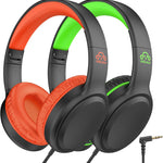 UKELALA Green Wired Headphones for Youth - Portable On Ear Headphones for School Airplane Travel