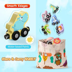 Zeoddler 11-Piece Magnetic Wooden Animals Train Set for Toddlers, Montessori Toys with Natural Wood and Double-Sided Printing