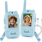 Pink-and-Blue 2-Pack Rechargeable Walkie Talkie for Kids with Video and Voice Changer, HD Camera, and Long Range