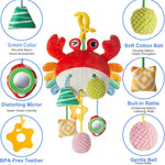 Car Seat Toy, Stroller Toy with a Convenient Clip | Carseat Toys Hanging Baby Accessories,Built-In Bell, Rattle,Mirror for infant,Babies Gift 0-3-6-12 months Boy Girl