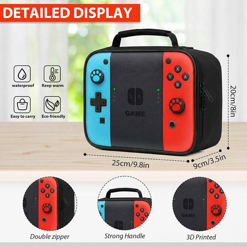 Insulated Lunch Box for Boys Girls, Game Lunch Bag for School Work Office Travel Picnic Hiking Beach, Waterproof Leakproof Portable Fits Most Bento Boxes