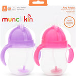 Munchkin Any Angle Sippy Cups, 7 Ounce, 2 Pack, Pink/Purple