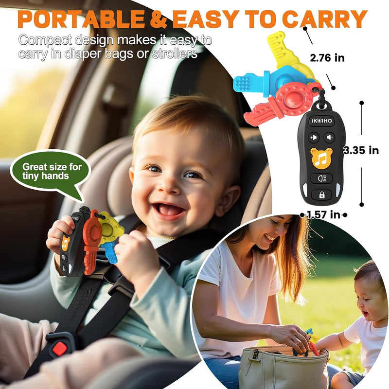Baby Toy Car Keys - Baby Keys Toy Pretend Play with Sounds & Lights for 6M+ | Pretend Play Keys Interactive Musical Sensory Learning Toys, Gifts for 1 Year Old Boys Girls Infant Toddler Kid Age 6+ Months