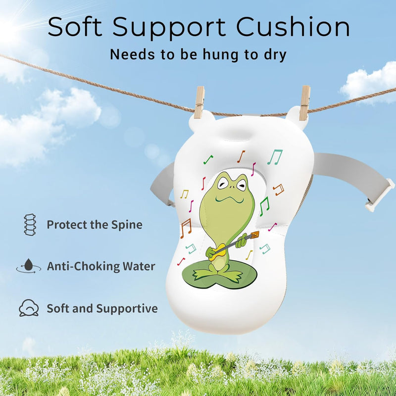 BUNWAG Baby Bathtub, Collapsible Newborn Bathtub for Infant to Toddler with Soft Cushion and Thermometer,Portable Travel Newborn Tub with No-Slip Feet, Baby Shower Gifts, 0-12 Months Baby Bath, Grey