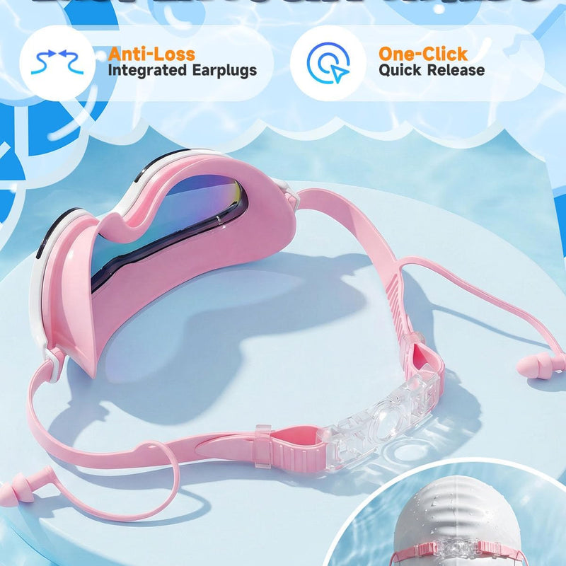 Zoomsnail Kids Swim Goggles 2Pack, Leakproof Anti-fog UV Lens Swimming Goggles for Kids Boys & Girls 3-15