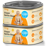 Jumbo Square Diaper Bags Fits Diaper Genie Classic,Compact,Select | Diaper Pail Refill Bags Holds up to 1080 Newborn-Sized Diapers, Odor Control & Durable Disposal Refill, Plant Scented 2 Pack