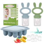 Baby Breastmilk Popsicle Molds & Baby Fruit Feeder (4 Pack), Infant Food Freezer Tray Storage Containers, Silicone Teething Pacifier Feeder and Teether for Babies（Pink&Purple）