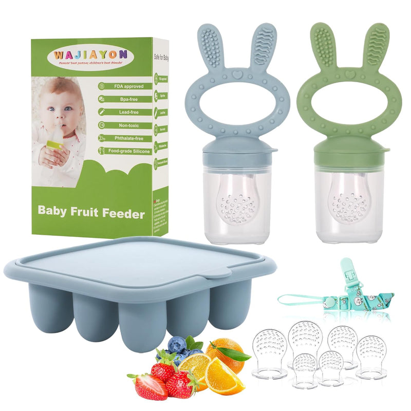 Baby Breastmilk Popsicle Molds & Baby Fruit Feeder (4 Pack), Infant Food Freezer Tray Storage Containers, Silicone Teething Pacifier Feeder and Teether for Babies（Pink&Purple）