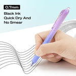 WRITECH Gel Pens Fine Point: Nebula Pen Set 0.7mm Black Ink Retractable 6ct Medium Point Smooth Writing with Aesthetic Gradient Color Barrel for Journaling Note Taking Silent Click No Smear