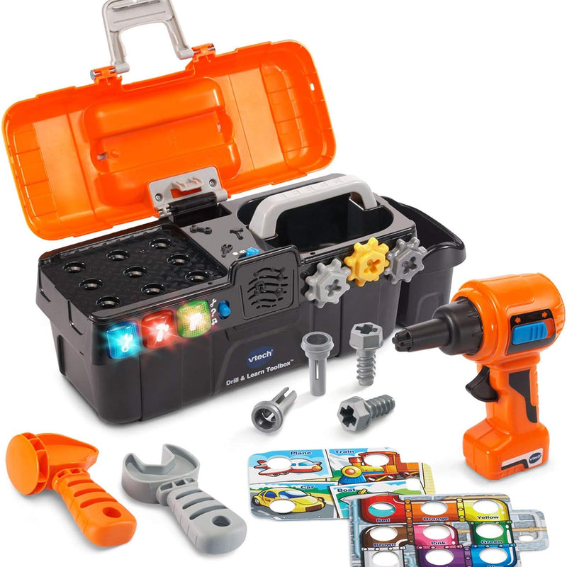 VTech Learning Drill and Toolbox for Toddlers, Includes Electronic Fix-it Tray and Working Drill, Ages 3+