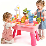 Ploomi Upgraded Toddler Sand Water Table Toy with Electric Water Pump, Kids Sand Water with Faucet/Play Food Accessories/Fishing Toy, Kitchen Play Sink Toys for Girl Boy Age 3+