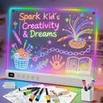13.7" Rechargeable Led Drawing Board with 8 RGB Colors, 6 Dynamic Modes, Portable Stand for Kids and Adults