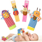Bloobloomax Wrist Rattle Socks and Foot Finder Set for Baby Boys and Girls 0-36 Months