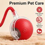 Smart Interactive Automatic Electric Rolling Moving Rechargeable Motion Activated Self Play Electronic Stimulation Chase Teaser Ball Toy with Rope for Indoor Bored Adult Cat and Dog Not Chewing, Pink