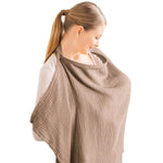 Konssy Muslin Nursing Cover Up for Breastfeeding with Rigid Hoop | 100% Cotton Nursing Apron, Lightweight & Breathable, Carseat Canopy, Breast Feeding Covers for Women (Summer Wheat)