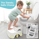 Maliton Potty Training Toilet Seat & Step Stool, 2-in-1 Anti-Slip Grey | Potty Seat + Separate Step Stool, Adjustable Fits More Toilets, Anti-Slip, Sturdy, Splash Guard, Easy clean，Boys & Girls.