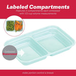 GoodCook 2-Compartment Food Storage Container Set with Snap-Shut Lids, Reusable Divided Snack Containers with Lids, Set of 10, Blue