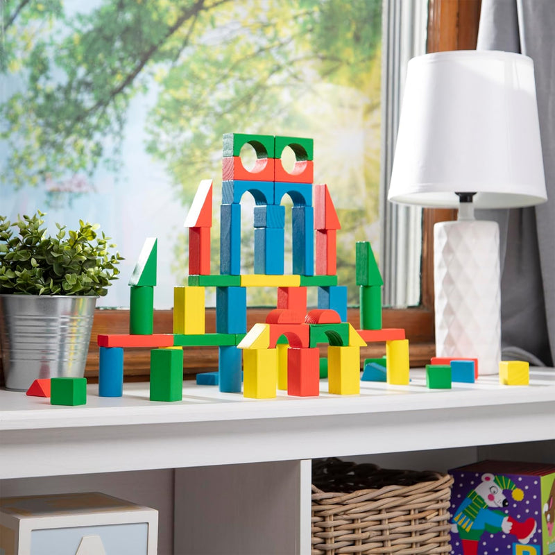 Melissa & Doug Wooden Building Blocks for Toddlers, 100-Piece Set, FSC Certified, Ages 2+