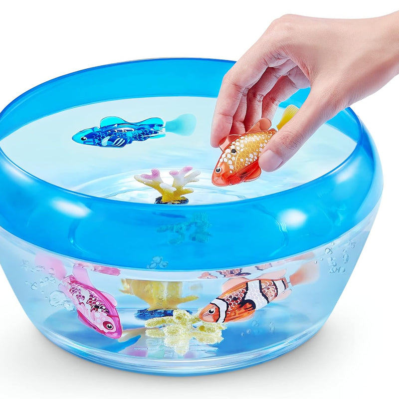 Robo Alive Robo Fish Robotic Swimming Fish (Teal + Orange) by ZURU Water Activated, Changes Color, Comes with Batteries, Amazon Exclusive (2 Pack) Series 3