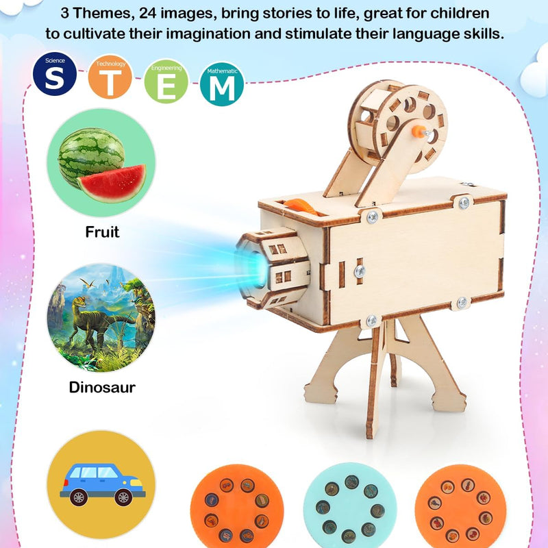 Poraxy STEM Science Kit for Kids Ages 8-10, 5 Set 3D Wooden Puzzles and DIY Educational Science Building Kits