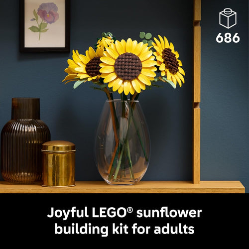 LEGO Botanicals 6-piece Sunflower Bouquet Set, Gifts for Adults, Ages 18+, Artificial Flowers Home Decor