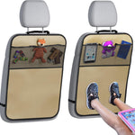 lebogner Back Seat Cover For Kids + 3 Pocket Storage Organizer, 2 Pack X-Large Waterproof Kick Mats Backseat Protector, Car Seat Back Protectors For Vehicles To Protect From Dirt, Mud & Scratches
