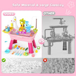 2026 Upgraded Water Table for Toddlers 1-3 - Outdoor Toys for Kids Ages 4-8 with Pump, Summer Outside Sensory Activity Pool Toys, Kitchen Play Sink Toy with Running Water, Fishing Toy, Pink