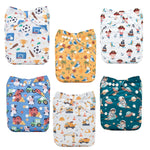 ALVABABY Baby Cloth Diaper 6 Pack with 12 Inserts One Size Cloth Diaper Covers Adjustable Washable Reusable for Baby Girls and Boys
