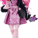 Monster High Doll, Draculaura in Pink Bow Dress and Black Cardigan with Pet Bat Count Fabulous and 7 Accessories Like Ramen, Lipstick and Purse