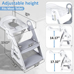 Potty Training Toilet, 2-in-1 Stable Potty Seat with Step Stool | Adjustable Seat and Step Height, Extra Wide Step, Anti-Slip Pad, Splash Guard, for Boys and Girls, Grey