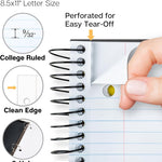 Dunwell 5-Subject Notebook, College Ruled, Colorful Movable Pocket Dividers with Tabs, Front/Back Plastic Covers, 200 Sheets (400 Pages) of 3-Hole Punch Perforated 8.5x11 Paper