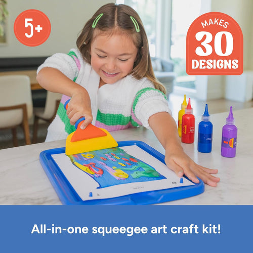 Educational Insights Squeegee Art Kit - DIY Crafts for Kids Ages 4-8, Squeegee Painting Kit for Kids, Arts and Crafts Projects, Mess Free Art Activities, Fun Craft Kits, Paint Supplies Included