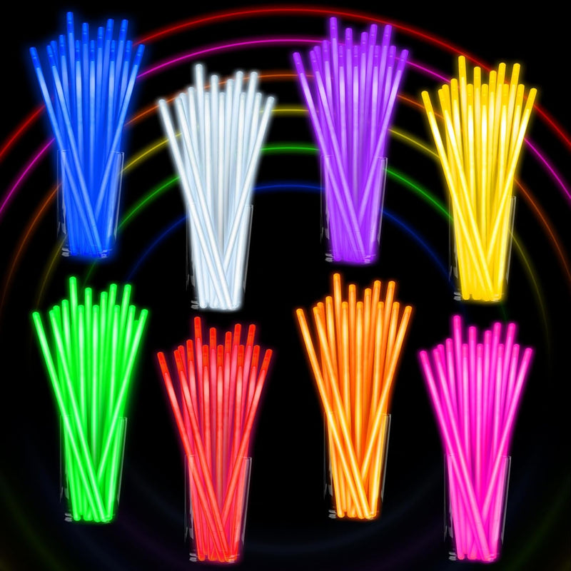springflower 100pc glow sticks bulk party favors, 8" glow in the dark party supplies, kids or adult party accessories