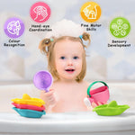 Baby Bath Toys, Mold Free Bath Toys Toddlers 2-4 | Stacking Boat Sensory Water Table Toys and Toddler Pool Toys as Gifts for Boys and Girls Ages 1-3