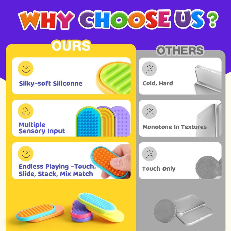 Sensory Fidget Magnet Toys for Kids: Silicone Magnetic Sliders Stress Fidgets for Autism, Stress Small Texture Fidget Toys for Classroom Prizes, Adults Office Desk / Portable Travel Must Haves, Gifts
