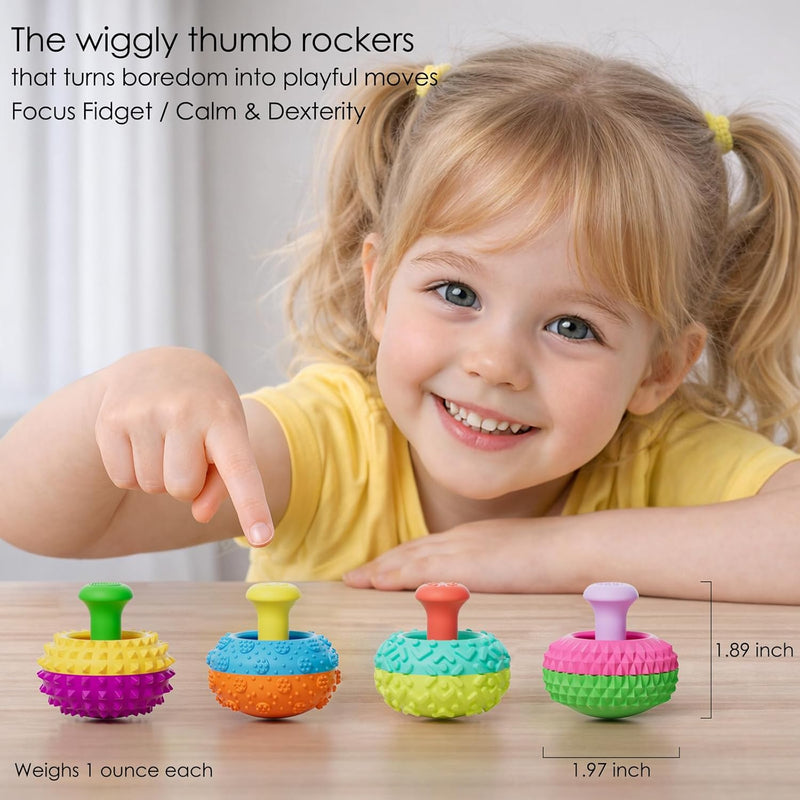 Silicone Thumb Rocker Fidget Toys for Kids Adults ,4PCS Stress Relief Sensory Toys for Autism ADHD Anxiety,Fun Textures Gadgets,Office Desk Toy,Stocking Stuffers for Women Men Teen Gifts