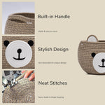 Baby Basket for Gifts Empty, Cute Bear Design, Light Brown | 10.5" x 8.5" Baby Shower Basket for Kids Boys Newborn Storage, Toy Basket for Living Room Nursery Décor, Soft Cotton Rope