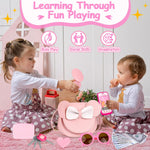Oisacirg Play Purse with 23PCS Pretend Makeup, Princess Toys for Girls 3-12 | Crossbody Bag, Phone, Wallet, Sunglasses, Makeup for Princess Role Play, Birthday, Mom-Daughter Fun, Multi-Scene Pretend Play