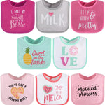 The Peanutshell Baby Girl Terry Bib Set of 8-100% Cotton, Soft, Absorbent Baby Bibs, Toddler Girl Set, Newborn & Infant Bib - Pink