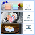 5 Pack Silicone Snack Containers with Lids, Reusable Snackle Box, 8 oz | 2 Compartments, Rainbow