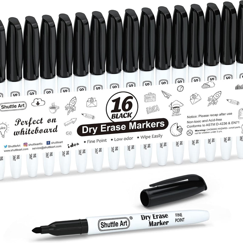 Shuttle Art Magnetic Whiteboard Markers, 20 Pieces Fine Tip and Eraser, Dry Erase Whiteboard Markers, for Writing on Whiteboards, Weekly Planner, Glass for School Office Home